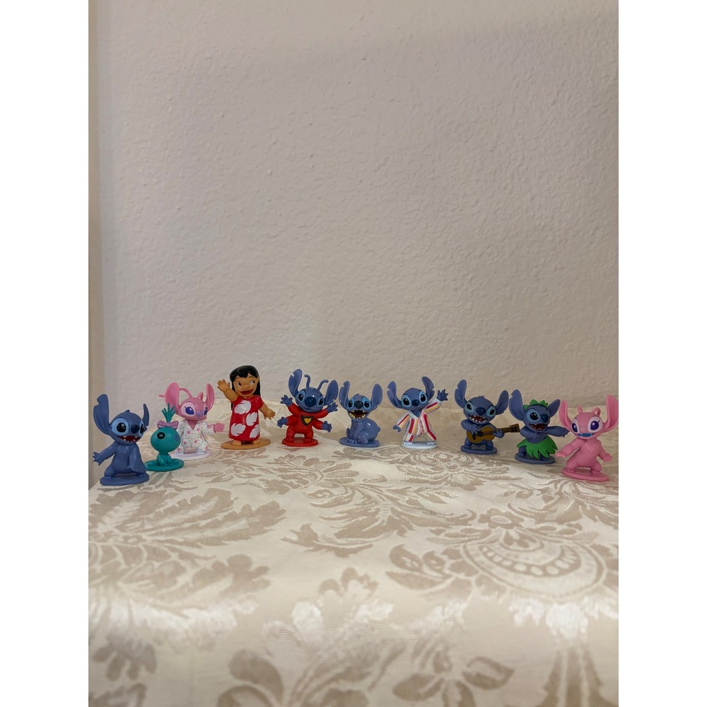 Disney Lilo and Stitch Mini Figure Lot 10pc Lilo Angel Scrump Hula Guitar PJs